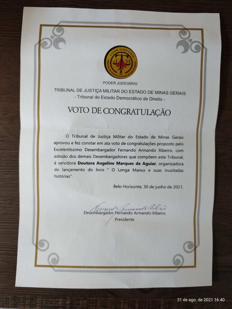 homenagem centenario voto de congratulação imagem tirada 